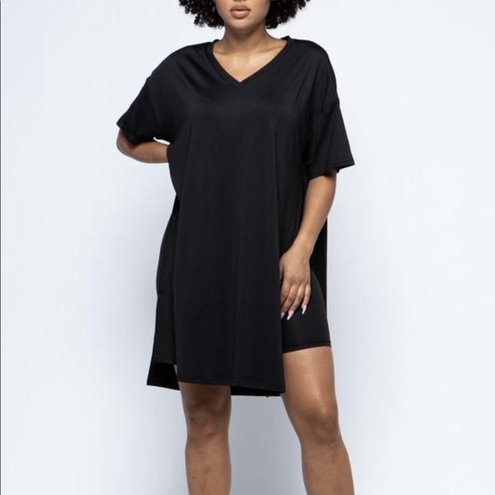 Oversized Shirt-Biker Short Set